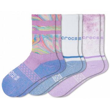 Crocs Crew Seasonal 3-Pack Girls' Socks Pink / Multicolor | Australia 1686BEXC